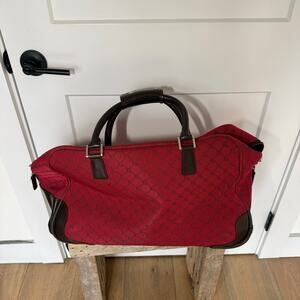 Vintage Lauren Ralph Lauren Monogram Duffle Bag Rolling Wheel. Preppy Travel